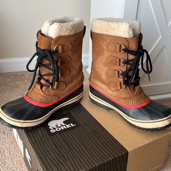 Sorel 1964 Pac 2 Grizzly Bear Red Brown Black Leather Duck Boots - Picture 4 of 9